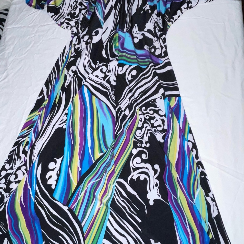 AB Studio Black and Blue Asymmetrical Dress
